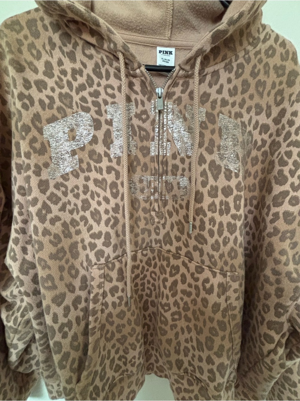 PINK Victoria's Secret Leopard Zip Hoodie - Tan - Picture 3 of 4
